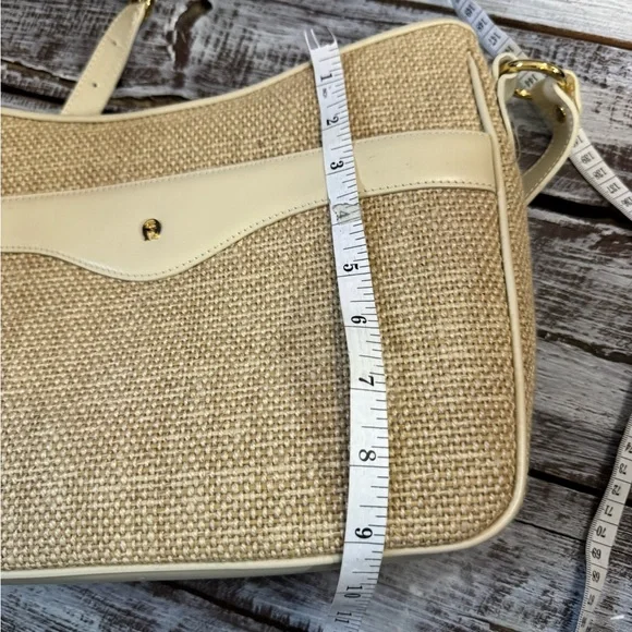 Etienne Aigner Beige and Cream Woven Crossbody Bag - Picture 9 of 9
